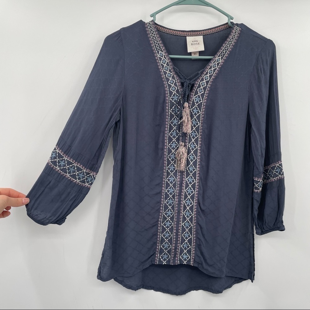 Knox Rose Purple / Blue  Embroidered Boho Top - Picture 4 of 13